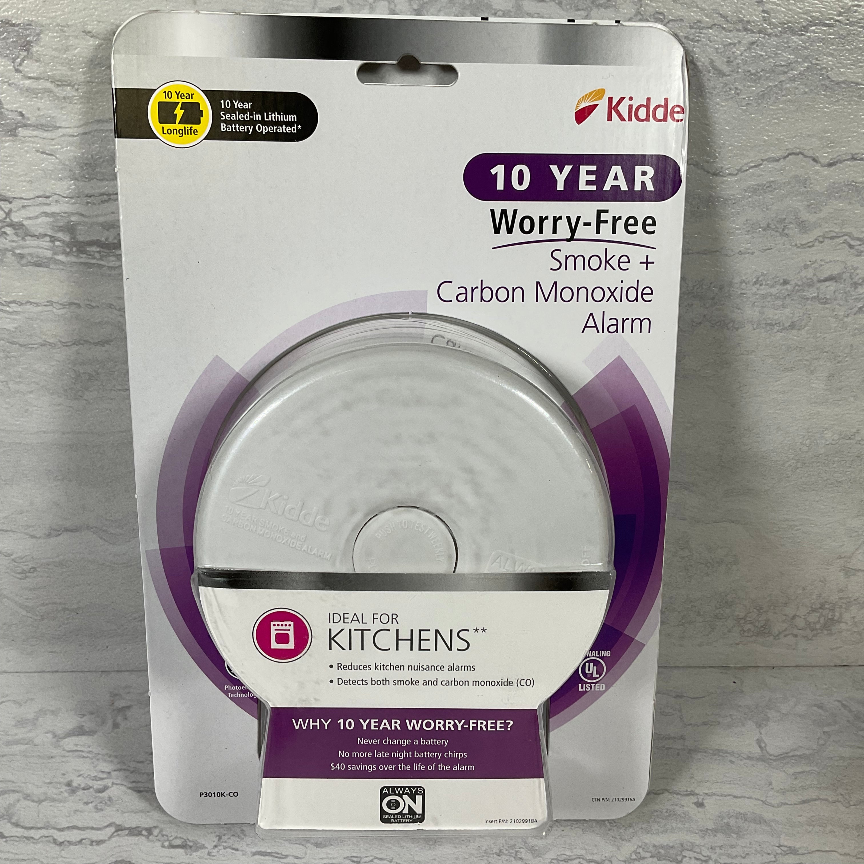 Kidde 10 Year Worry Free Battery Intelligent Smoke & CO2 Alarm Model P3010K-CO (7016749924535)